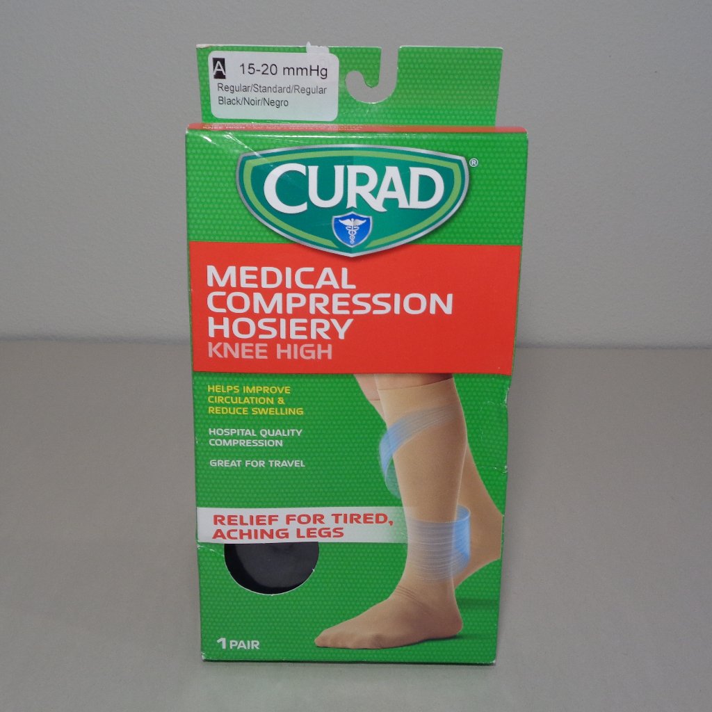 Curad Size A Regular 1520 Mmhg Black New Knee High Medical Compression Hosiery